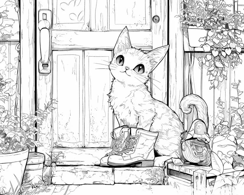 Gatito Relajándose en el Umbral