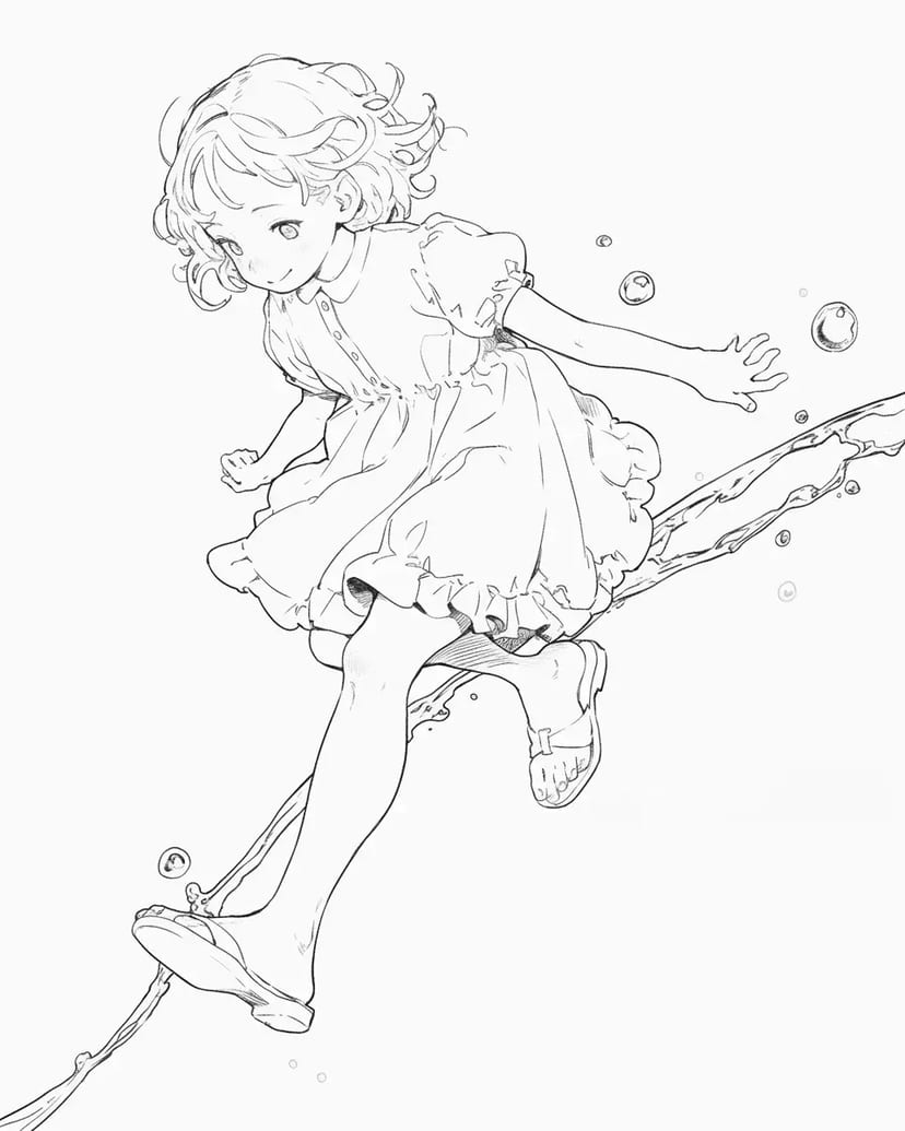 Fille Courant dans le Ciel