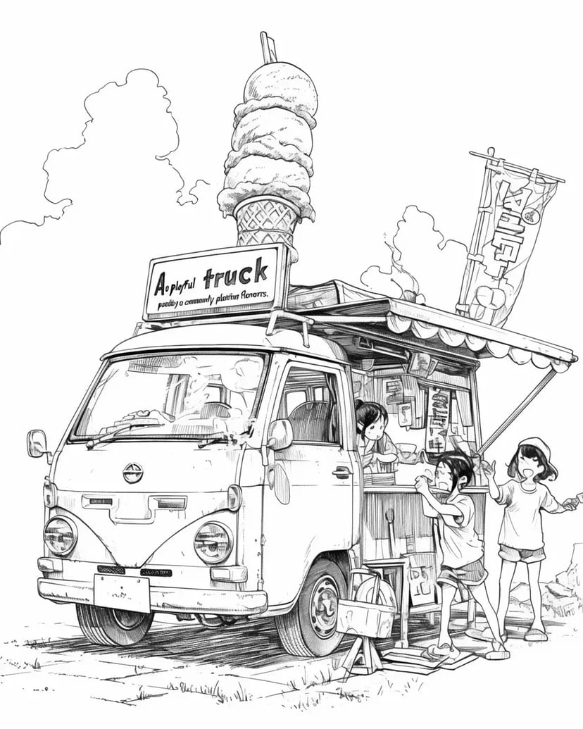 Camión de Helados y Niños