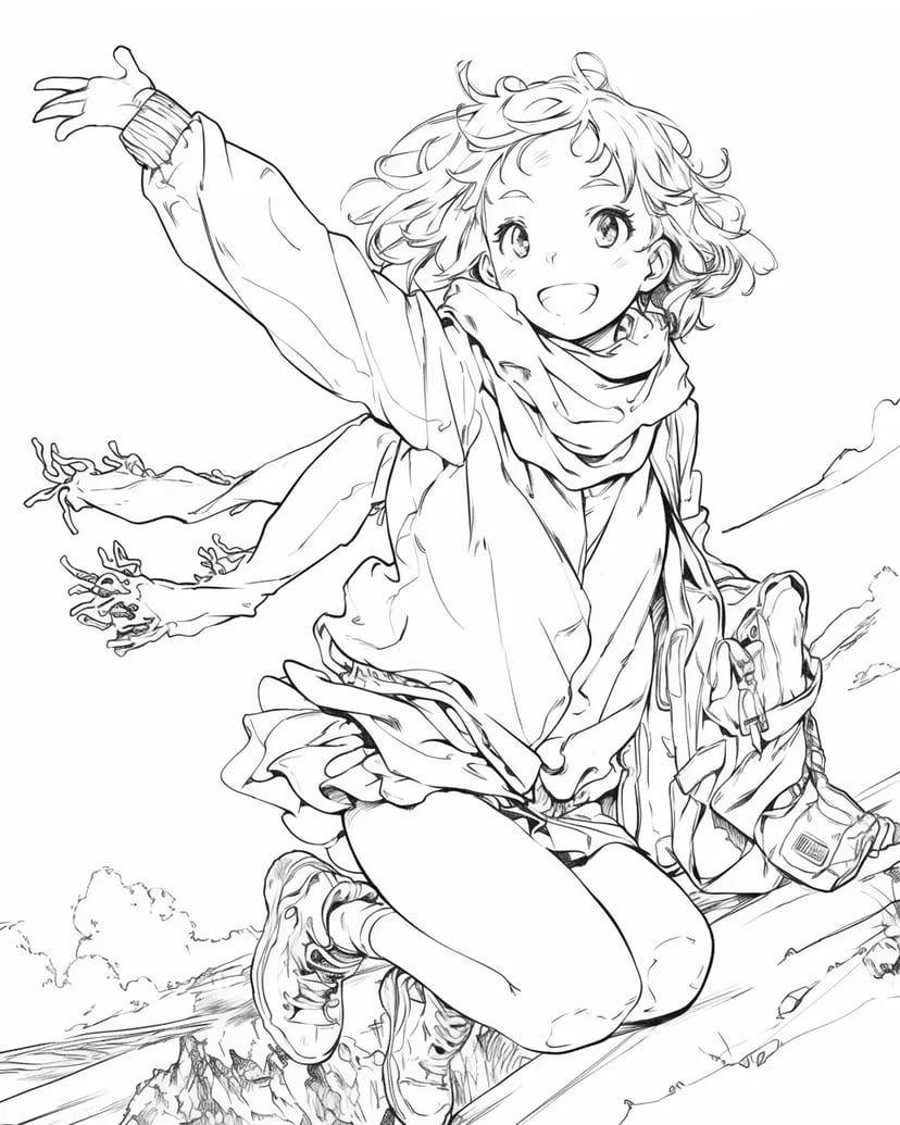 Girl Jumping at the Summit
