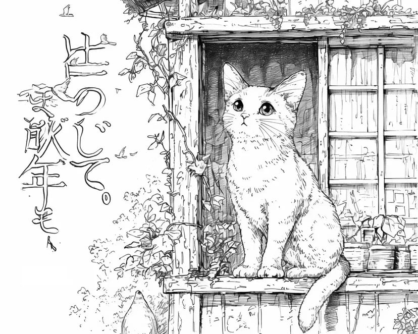 Chat Curieux sur le Rebord de la Fenêtre