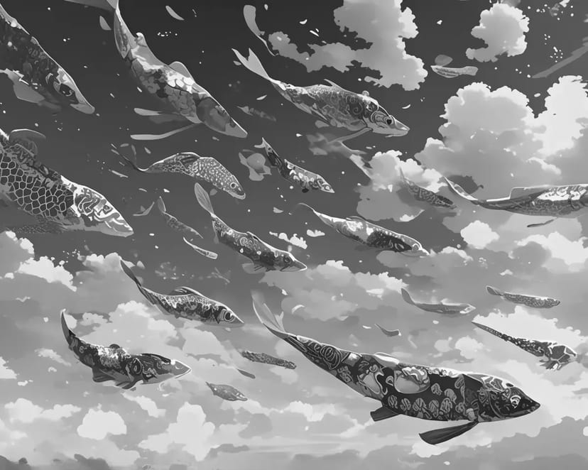 Koi Nadando en el Cielo