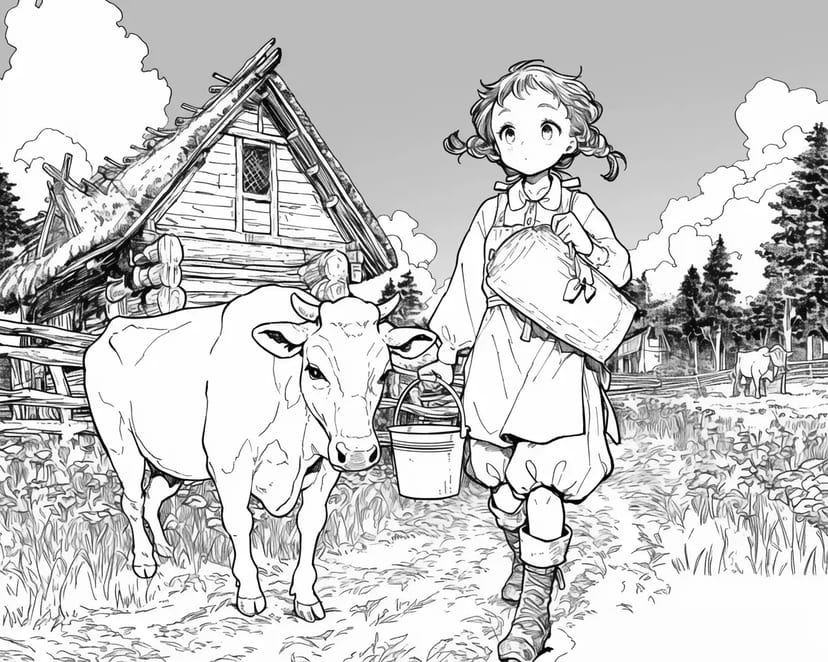 Fille à la Ferme Campagnarde