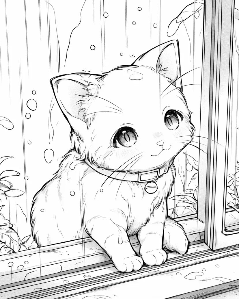 Chaton sur le Rebord de la Fenêtre