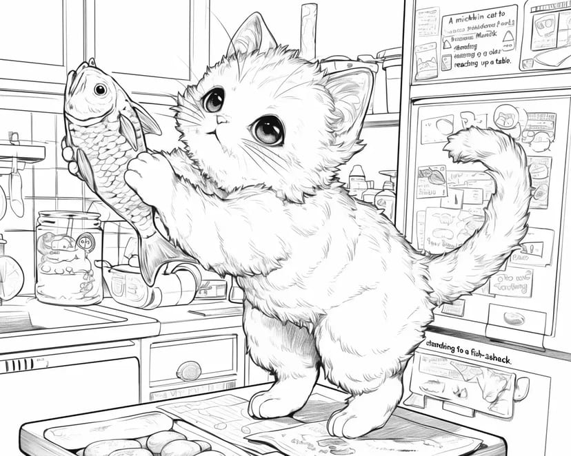 Chaton Malicieux et le Poisson