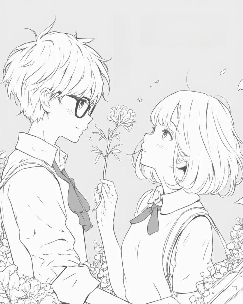 The Moment of Giving a Flower