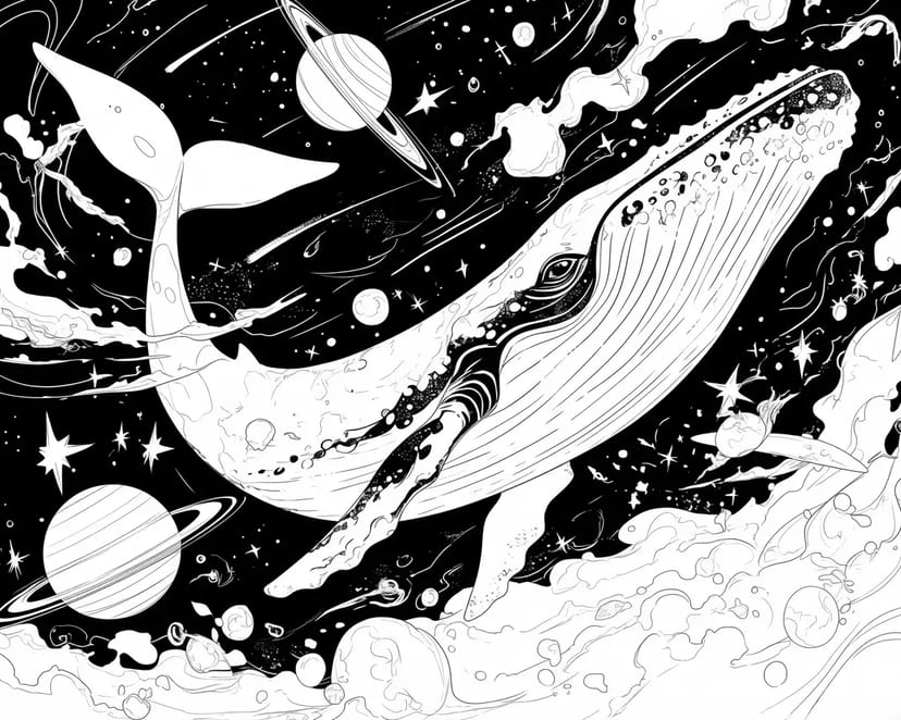 Baleine Nageant dans l'Espace