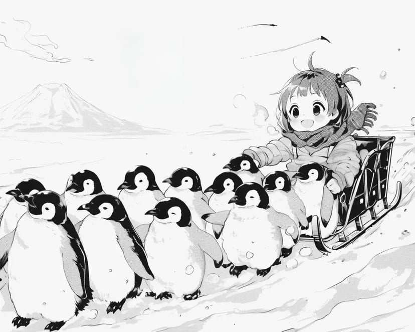 Pinguins e a Pequena Aventureira