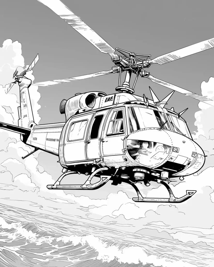 Helikopter Terbang di Langit