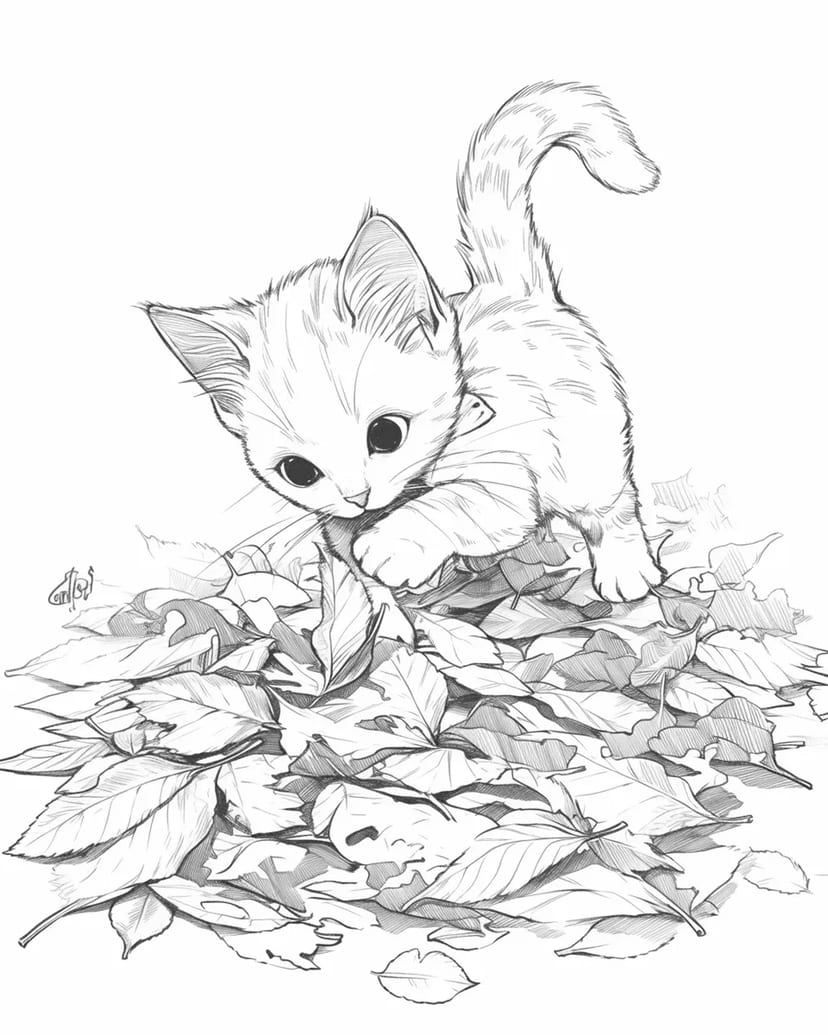 小猫与秋叶