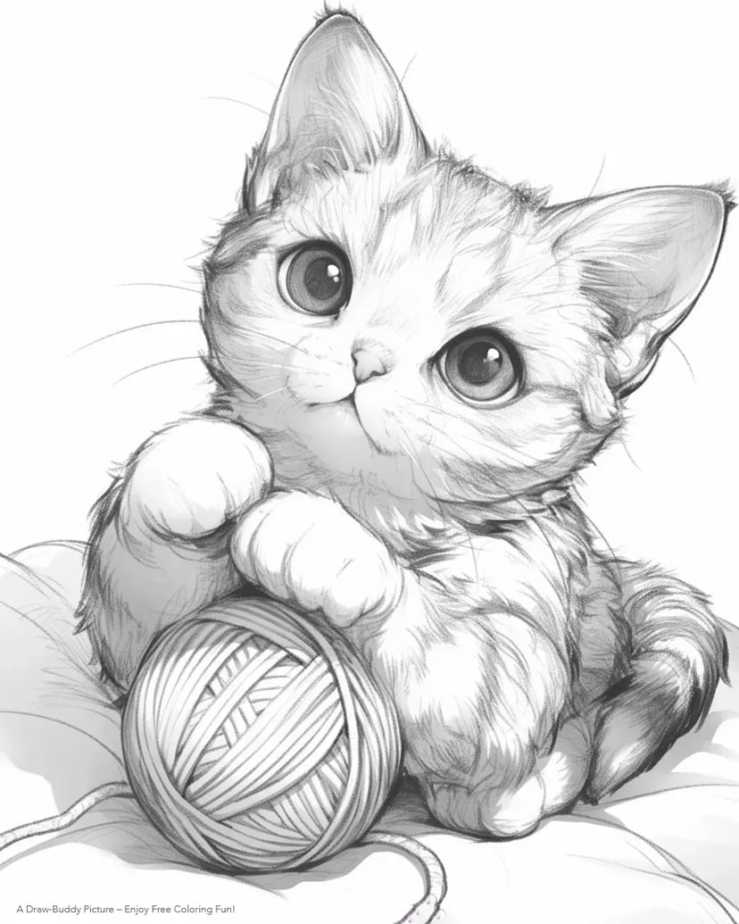 Chaton Jouant avec une Pelote de Laine