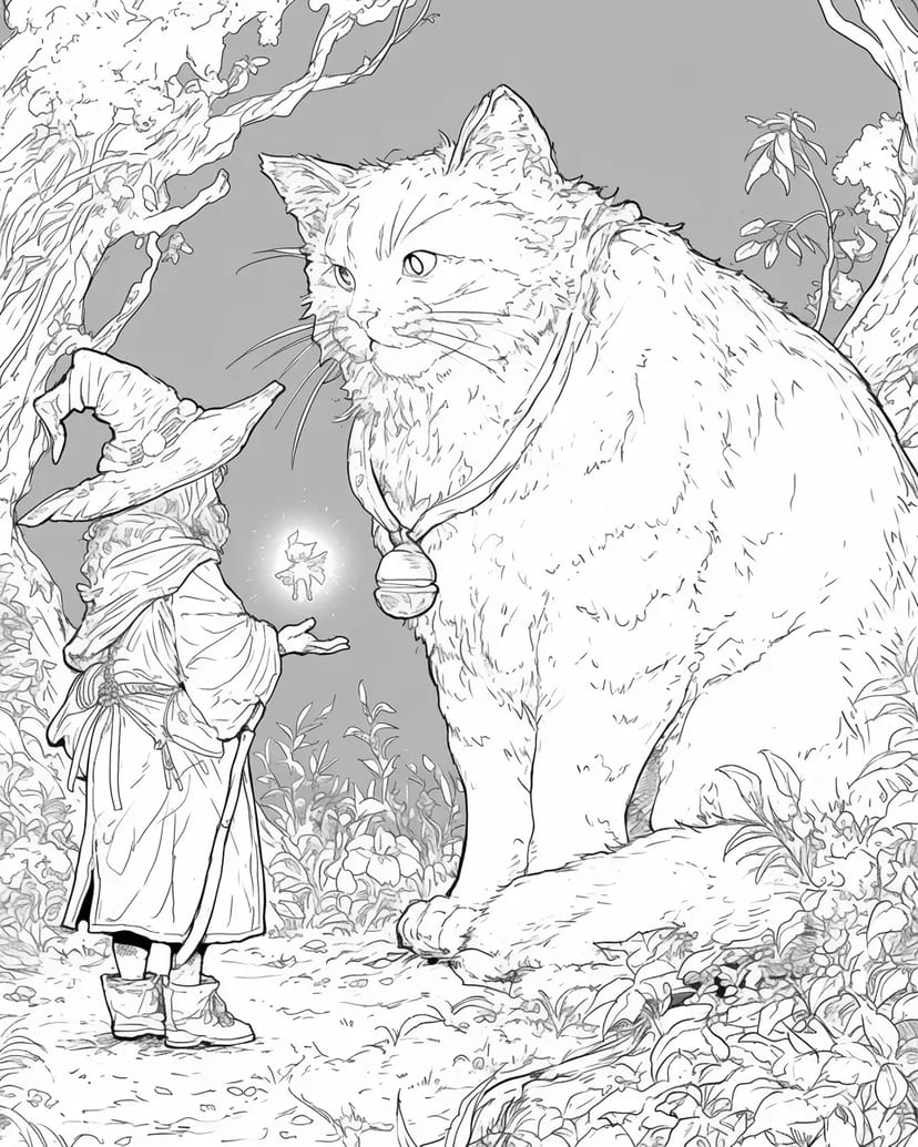 Gato y Mago en el Bosque Encantado