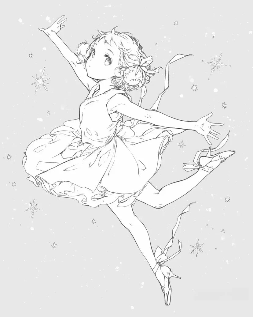 Fille Dansant dans le Ciel