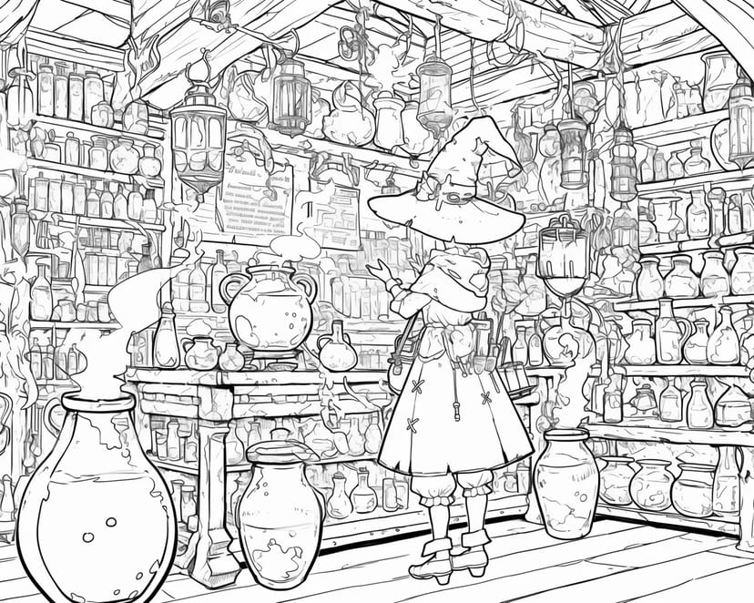 The Witch's Mysterious Potion Shop