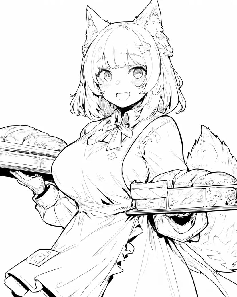 Fox Girl with Bread