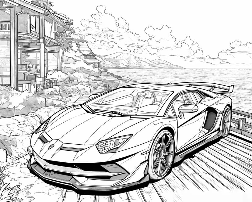 Luxurious Sports Car by the Sea
