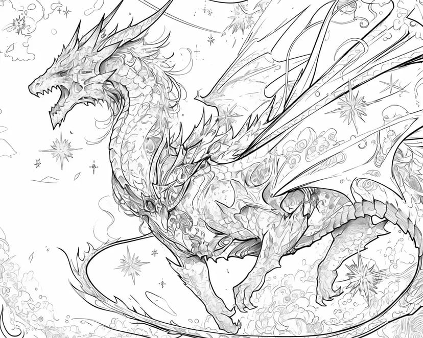 Dragón Majestuoso Surcando el Cielo