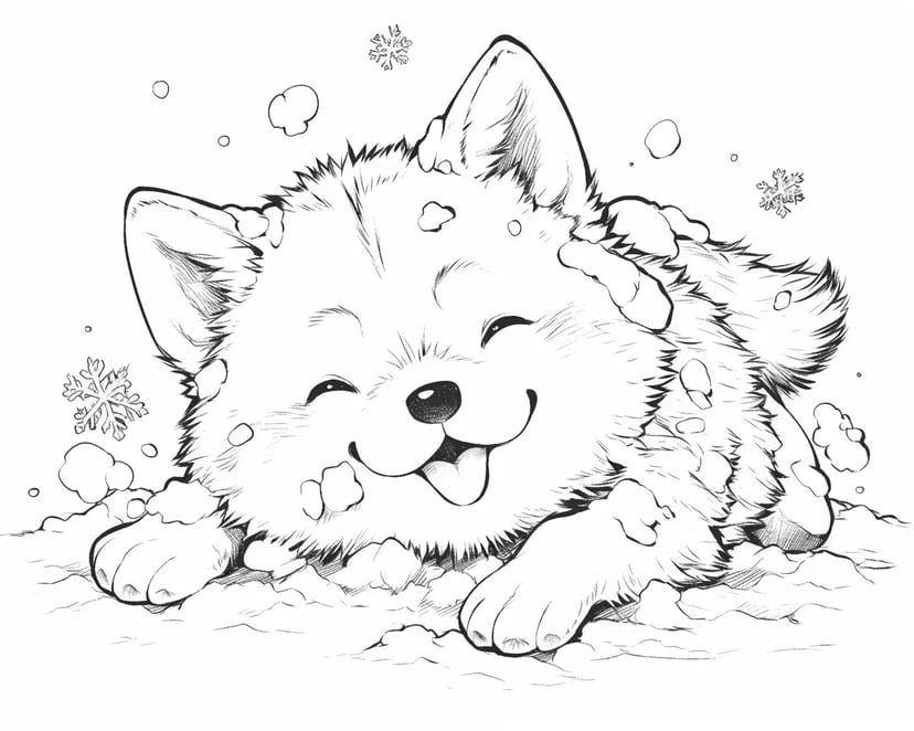Chiot dans la Neige
