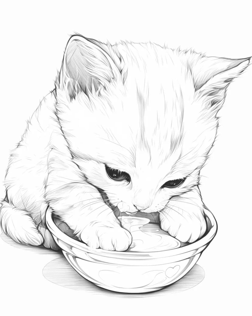 喝牛奶的小猫