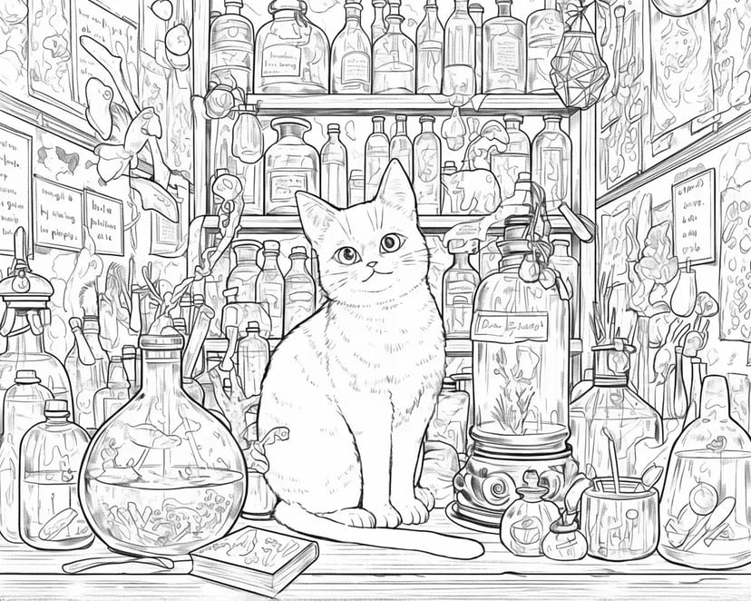 Pociones Mágicas y Gato