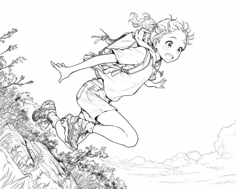 Fille Aventurière Descendant la Colline