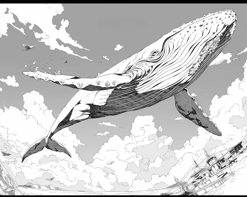 Ballena Nadando en el Cielo