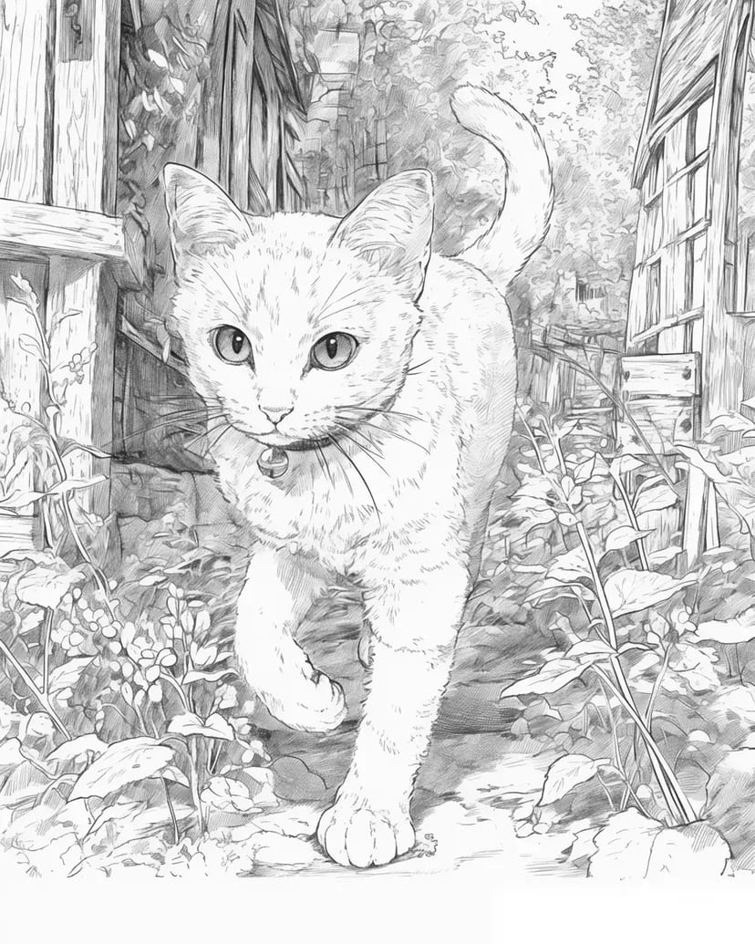 Chat Marchant dans le Jardin