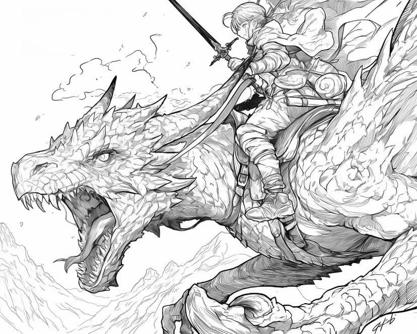Guerrero Montando un Dragón