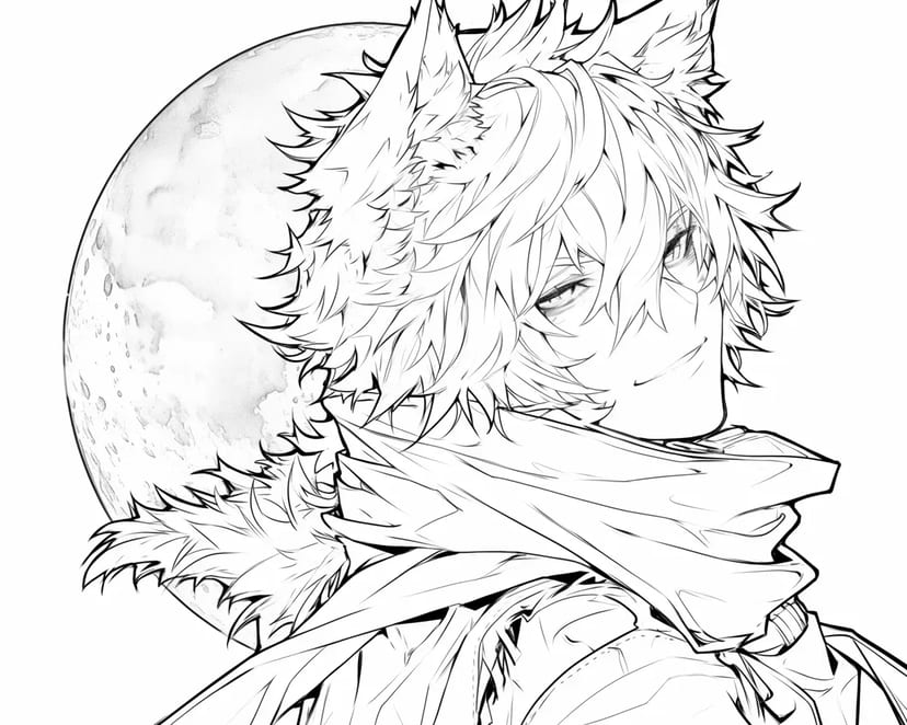 Garçon Loup au Clair de Lune