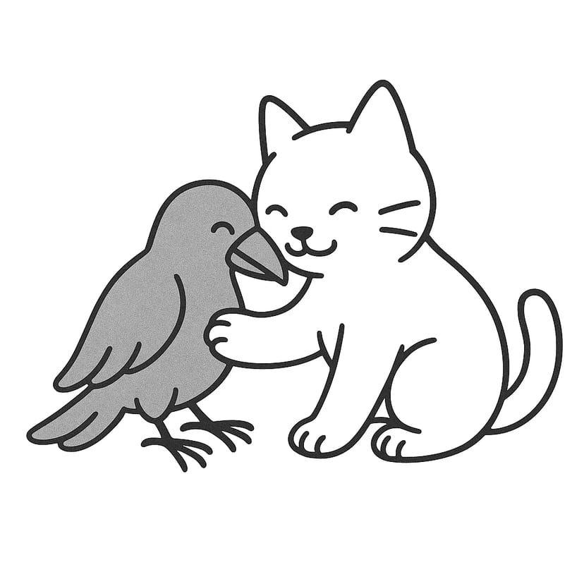Chat et Corbeau Amicaux