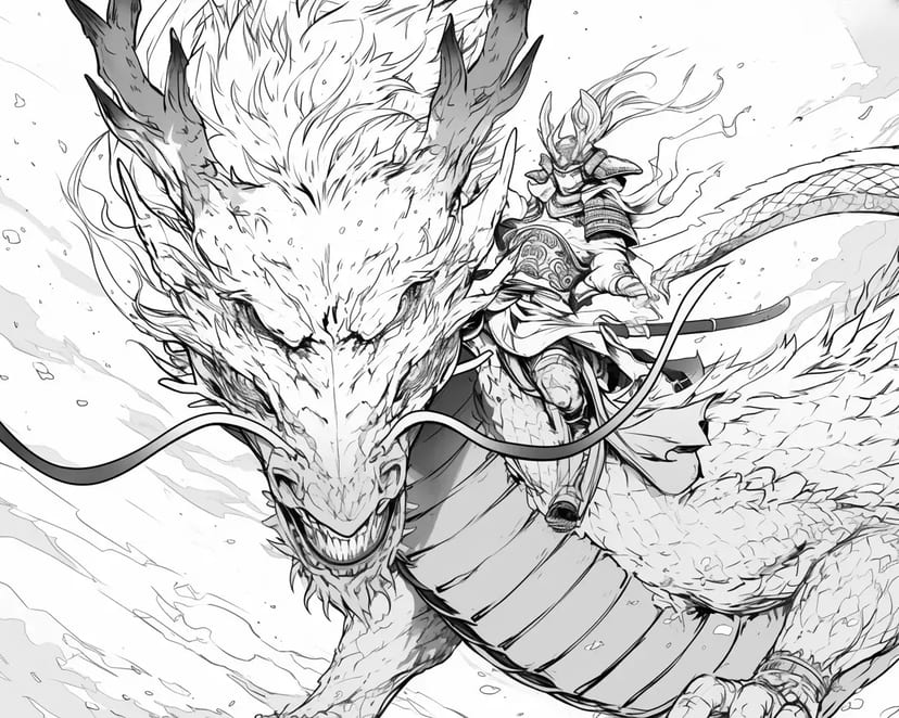 Guerrero Montando un Dragón