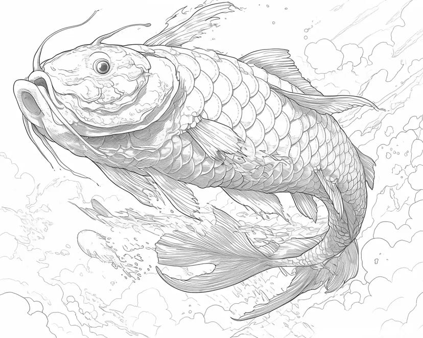 Le Majestueux Koi qui Nage dans le Ciel