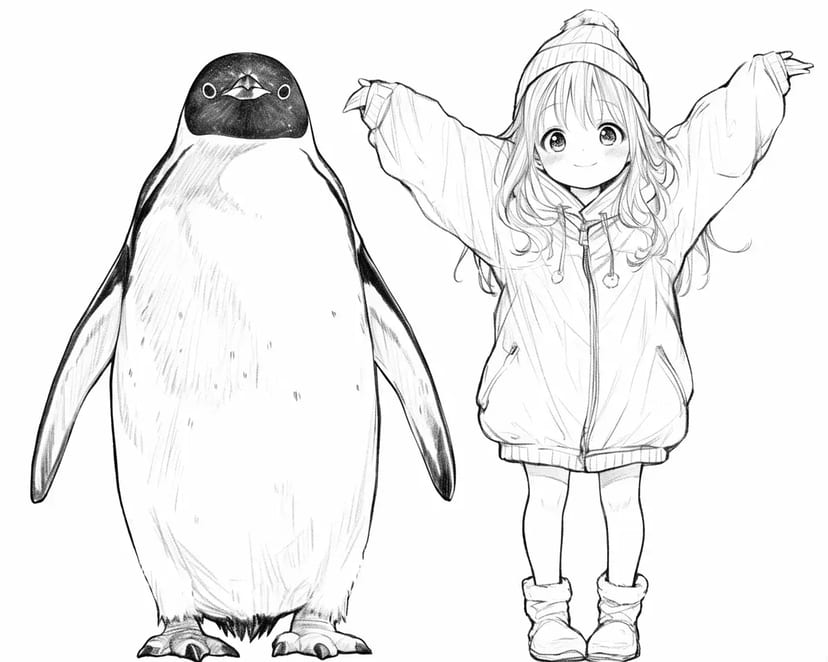 Amistad del Pingüino y la Niña