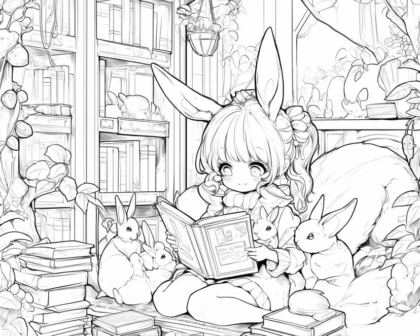 Moment de Lecture avec des Lapins
