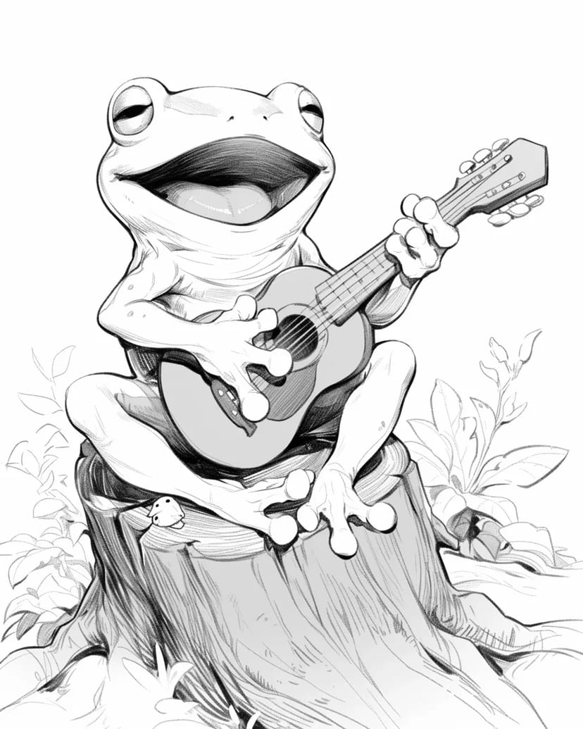 Grenouille Jouant de la Guitare