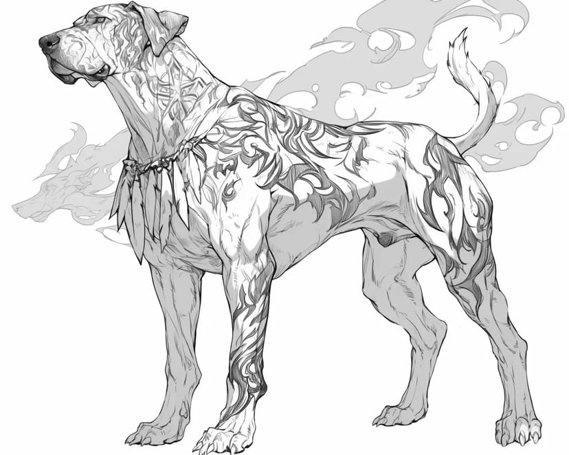 Brave Dog with Tattoos