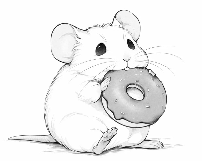 Adorable Souris Mangeant un Donut