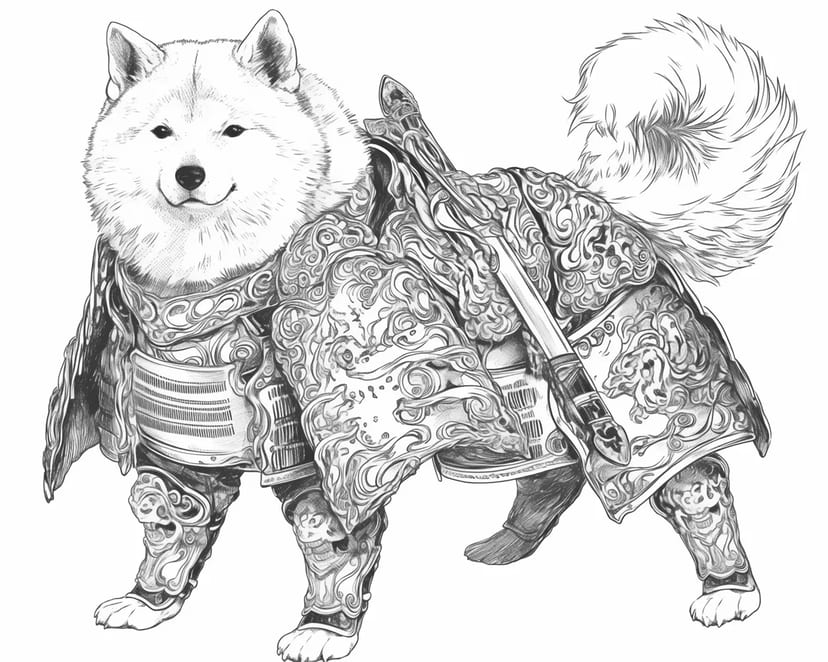 Chien en Armure de Samouraï