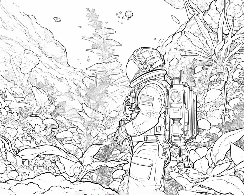 Explorador Espacial y Plantas Misteriosas