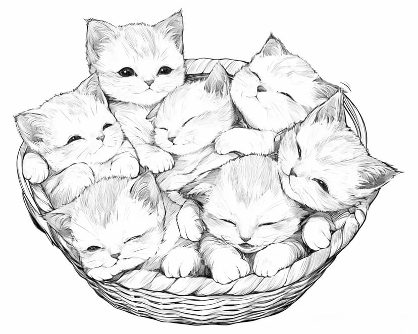 Adorable Kittens in a Basket