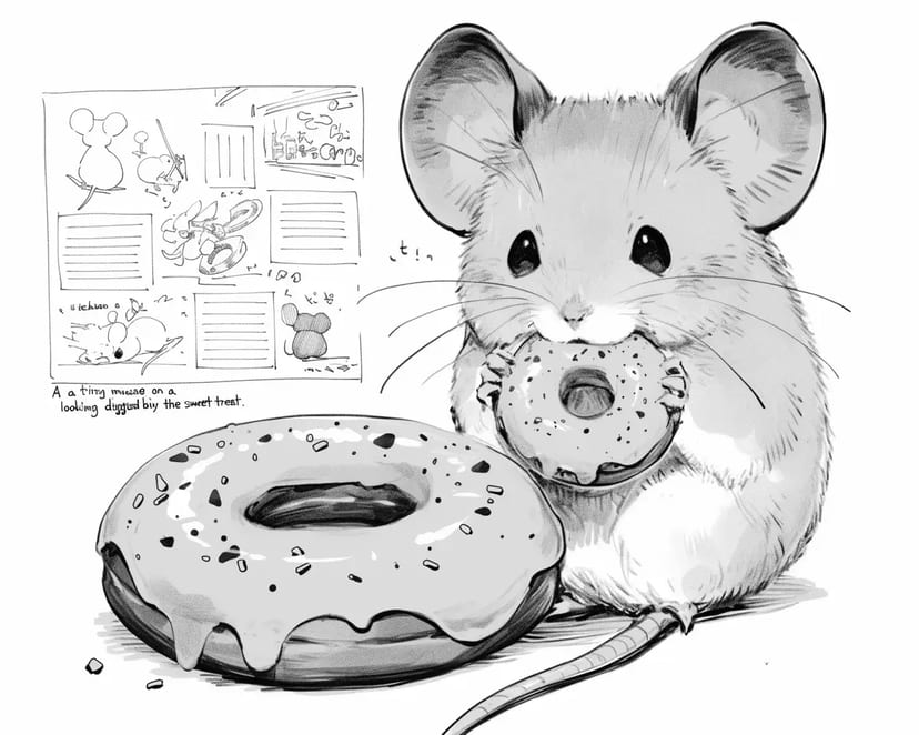 Petit Souris Manger un Beignet