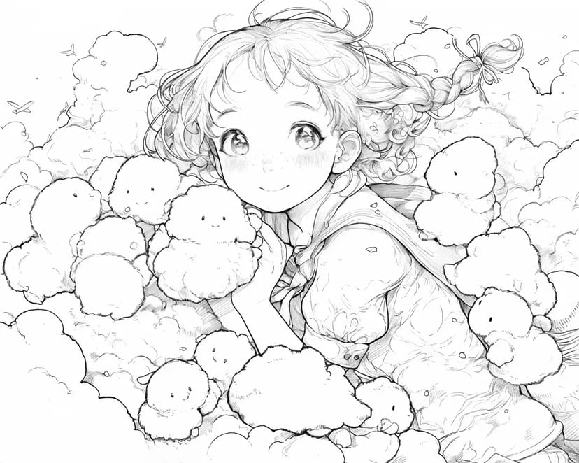 Fantaisie de Nuages et Fille