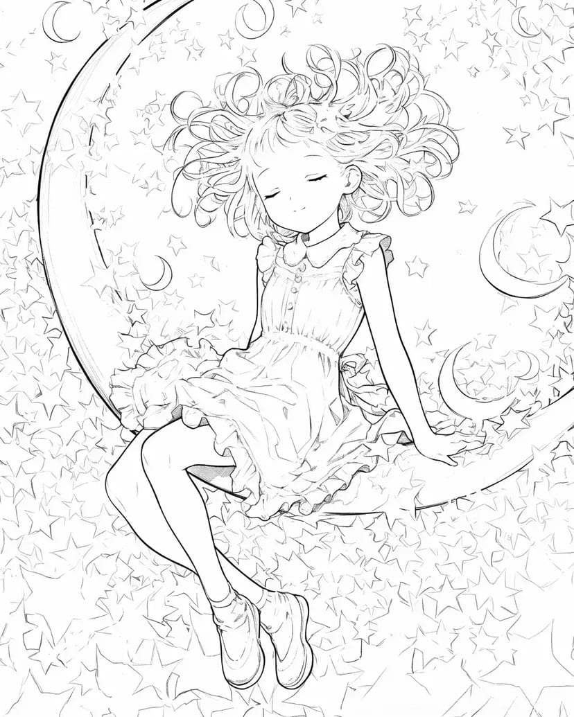 Chica en la noche de luna