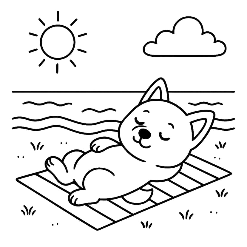 Chiot Prendre le Soleil sur la Plage