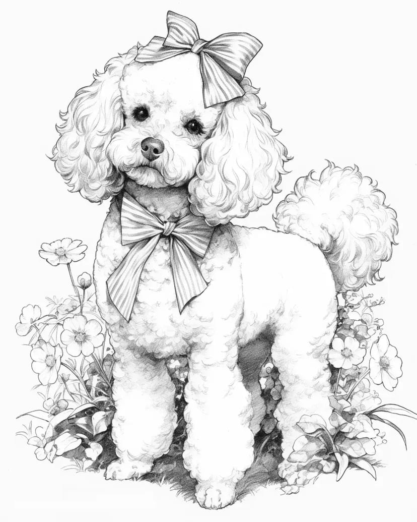 Caniche avec Ruban