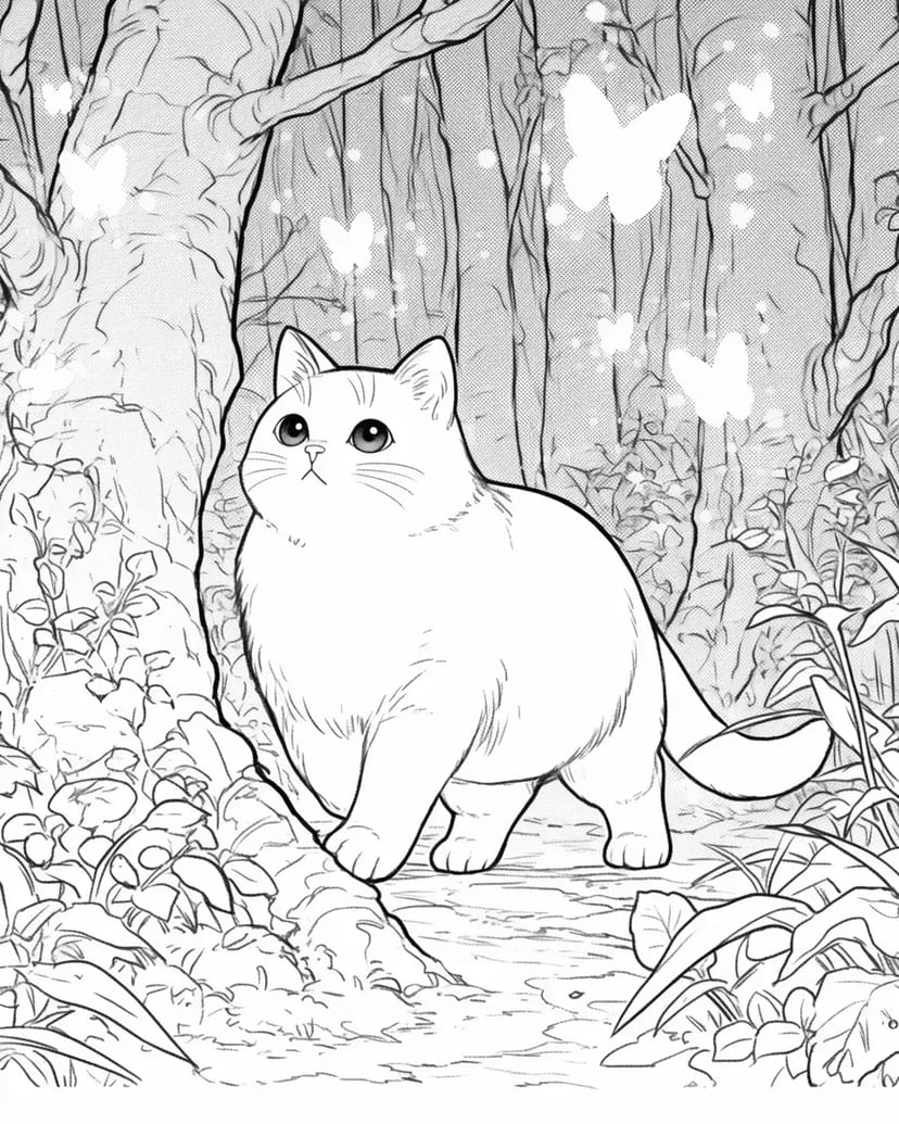 森林中行走的神秘猫咪