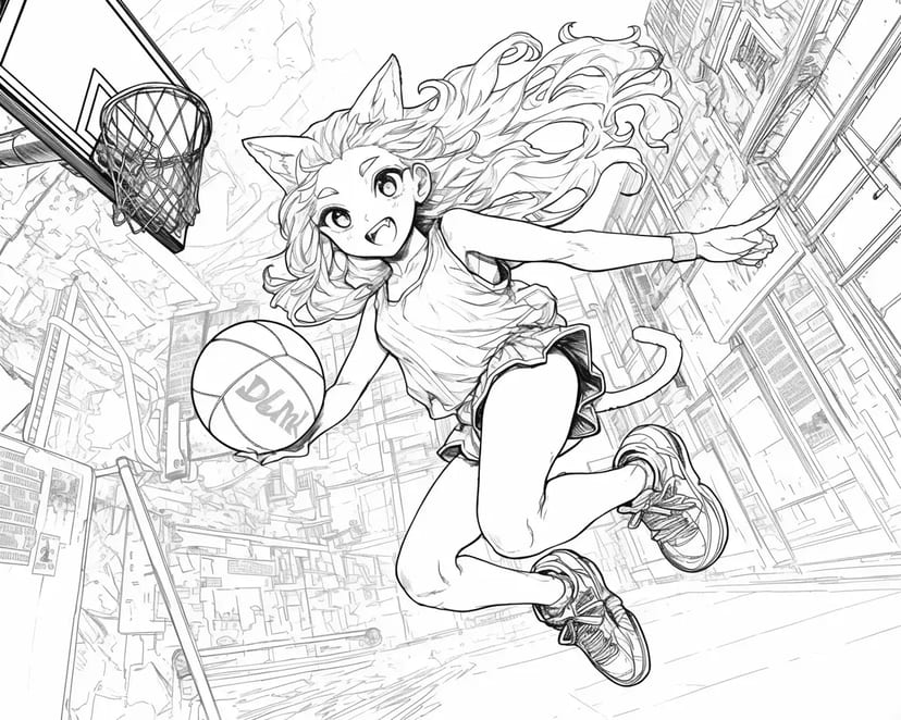 Jugadora de Baloncesto con Orejas de Gato