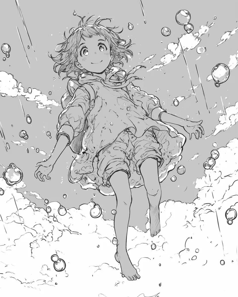 Fille Flottant dans le Ciel