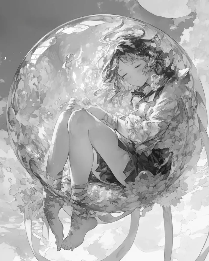 Dreamy Girl in a Bubble World