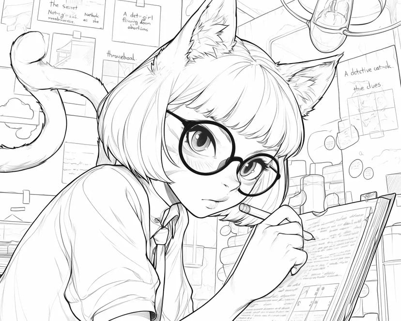 Chica Detective con Orejas de Gato